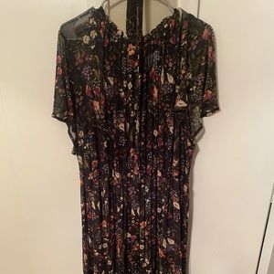 Dark floral fall style dress